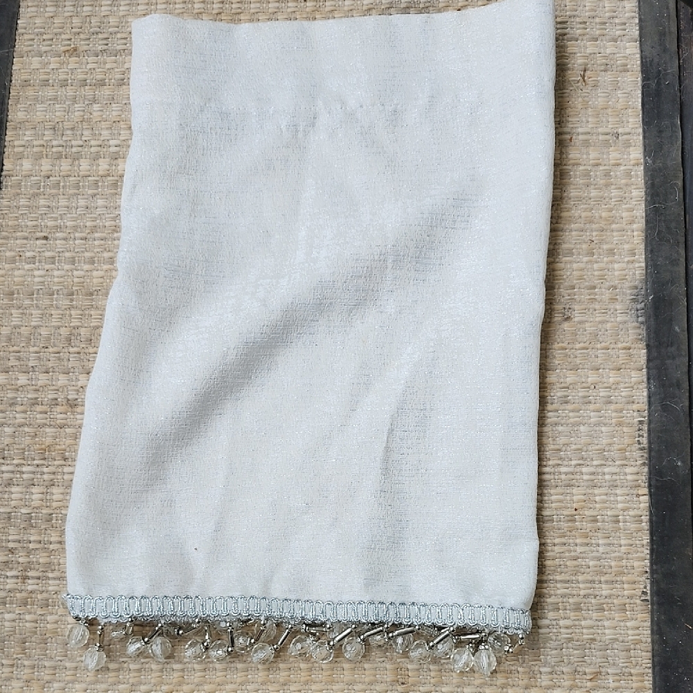 Elegant White Beaded Curtain Panel